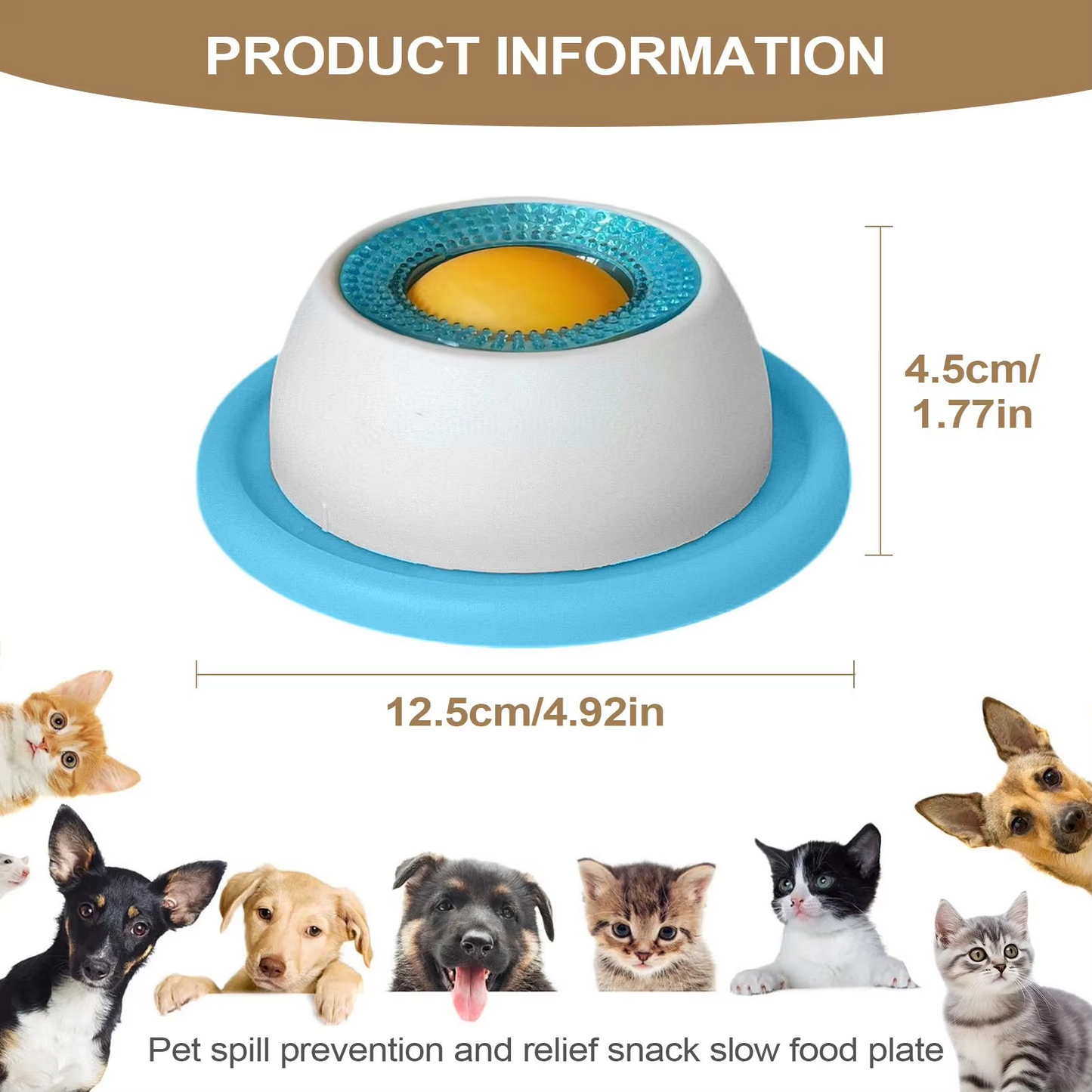 Calming Lick Bowl for Pets - Non-Slip Slow Feeder with Rotating Lick Ball for Liquid and Wet Food