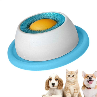 Calming Lick Bowl for Pets - Non-Slip Slow Feeder with Rotating Lick Ball for Liquid and Wet Food